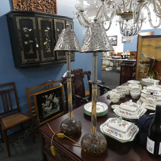 PR LAMPS w. METAL 'LEAF' SHADES H.760mm