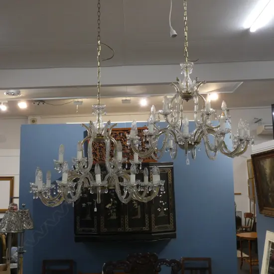 PAIR OF CRYSTAL CHANDELIERS -  DROPS IN THE BOX