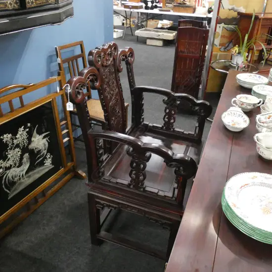 CHINESE ELABORATE ROSEWOOD ARMCHAIR