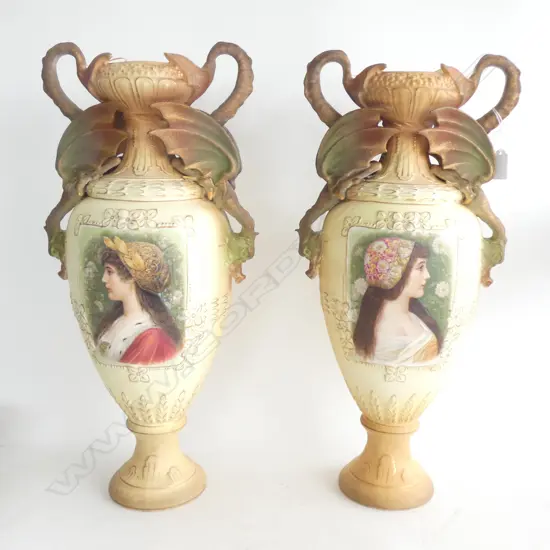 PAIR OF AUSTRIAN ART NOUVEAU VASES H.550mm