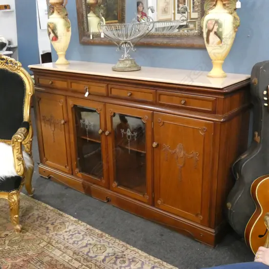 HIGH QUALITY AMERICAN OAK SIDEBOARD MARBLE TYPE TOP  W1833mm H1030mm D480mm