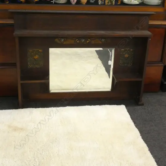 OAK ART NOUVEAU OVERMANTEL MIRROR