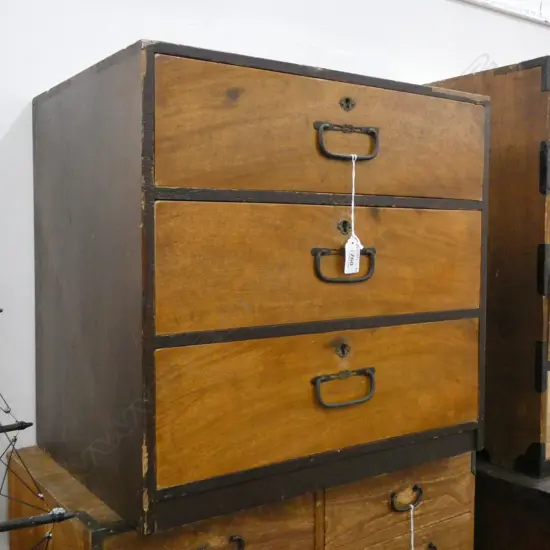 OLD JAPANESE 3- DRAWER BEDSIDE CABINET