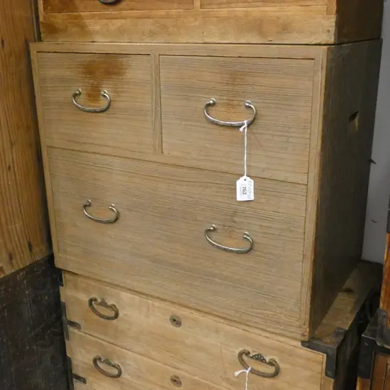 OLD JAPANESE SMALL COLLECTOR'S CHEST 4 DRAWER. PALE