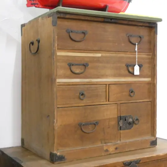 OLD JAPANESE 6-DRAWER BEDSIDE CABINET