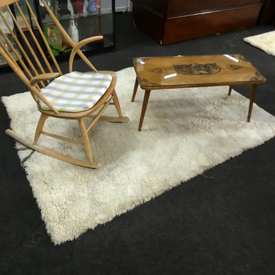 CONTEMPORARY WHITE LONG PILE RUG