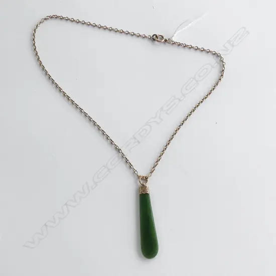 (17731) 9CT NECKLACE & MOUNTED POUNAMU PENDANT