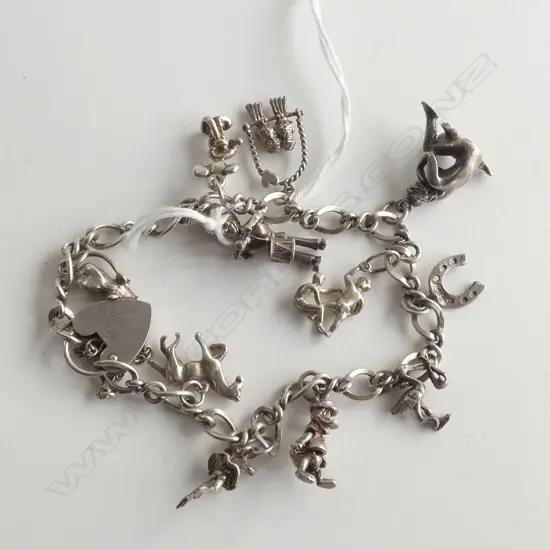 (19158) SILVER CHARM BARCELET 11 CHARMS