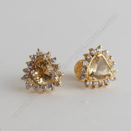 GOLD TOURMALINE AND ZIRCON EARRINGS