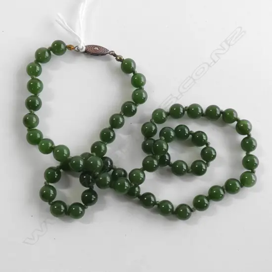 (20163) NEPHRITE UNIFORM BEAD NECKLACE L.660mm