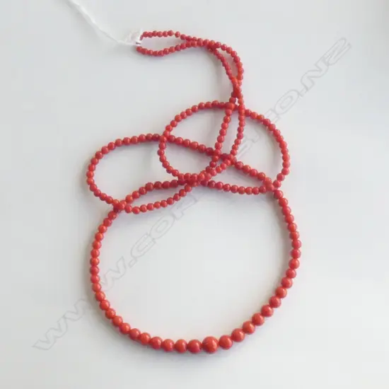 (20163) LONG RED CORAL  NECKLACE GRADUATING L.960mm