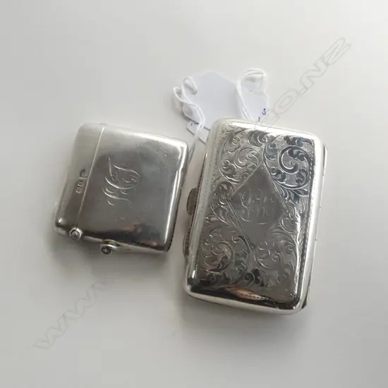 STG SILVER CIGARETTE CASE B'HAM 1919 + STG VESTA CHESTER 81 GRAMS