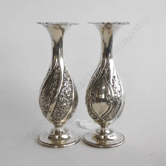 PAIR OF SILVER PEDESTAL VASES BIRMINGHAM 1897 167gm