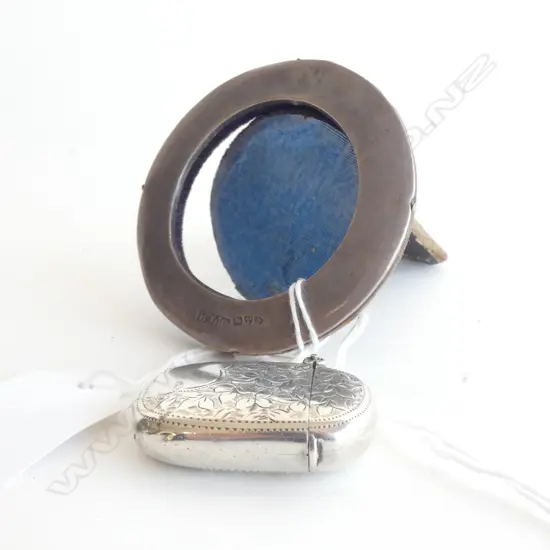 STG SILVER VESTA CASE B'HAM 1898 + STG SILVER PHOTO FRAME CHESTER 1906 60mm dia