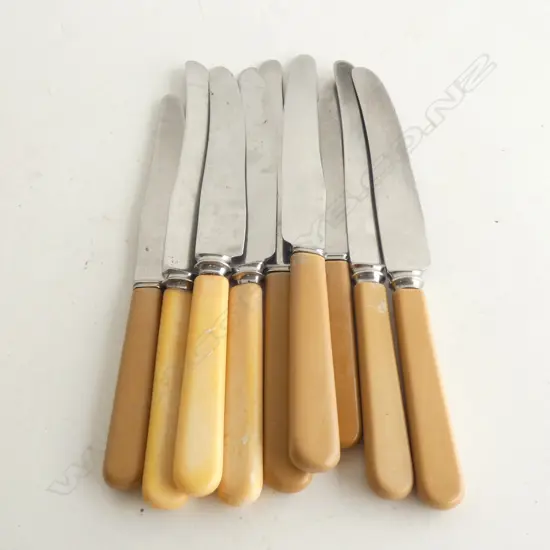 9 ASST. 'BONE' IVORINE HANDLED KNIVES L.240mm