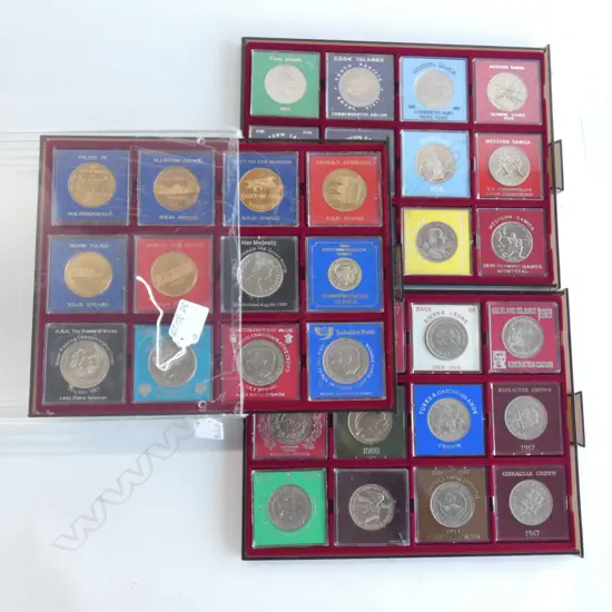 CASE OF 12 UNC UK CROWNS ETC EA IN PLASTIC CASE 1970'S ETC