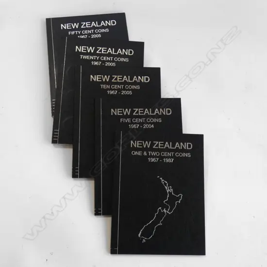 5 NZ ALBUM COIN COLLECTIONS. 1&2c. 5c. 10c. 20c & 50c.