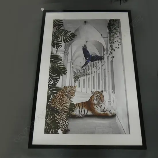 ART PRINT; BIG CATS & BLUE PARROT 1000x600mm