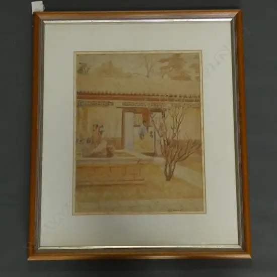  ANNA MARY HOTCHKIS (1885-1984 SCOTTISH) W/C CHINESE COURTYARD