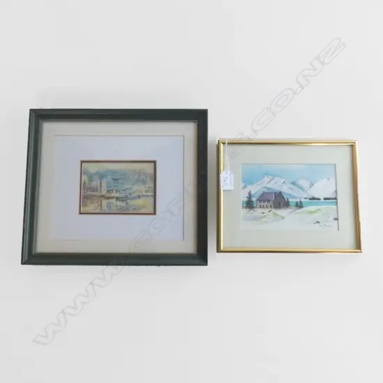 2 ARTWORKS; RUTH THOMPSON W/C + JILL FEARON CAPE TOWN PRINT 90x130mm