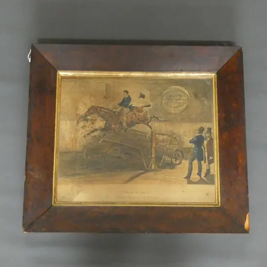 19thC PRINT 'THE LEAP' IN BURR FRAME 280x340mm