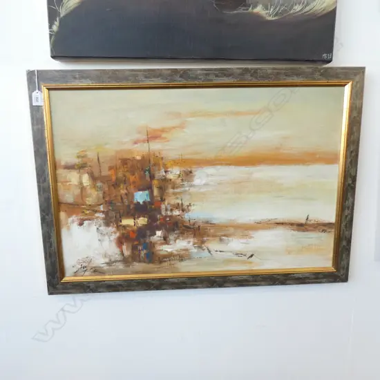 LARGE SIGNED ABSTRACT OIL 490x750mm 