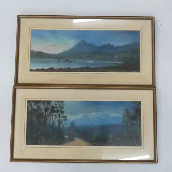 2 PASTELS ON BOARD BY J A BOND 620 X 240MM