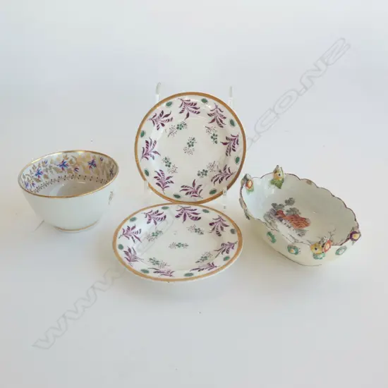 PR SPODE PIN DISHES, DERBY DISH AF + 18thC TEA BOWL