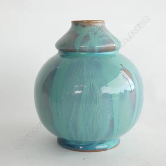 PILKINGTON'S ROYAL LANCASTRIAN BLUE/GREEN STREAKY  VASE Dia.62mm