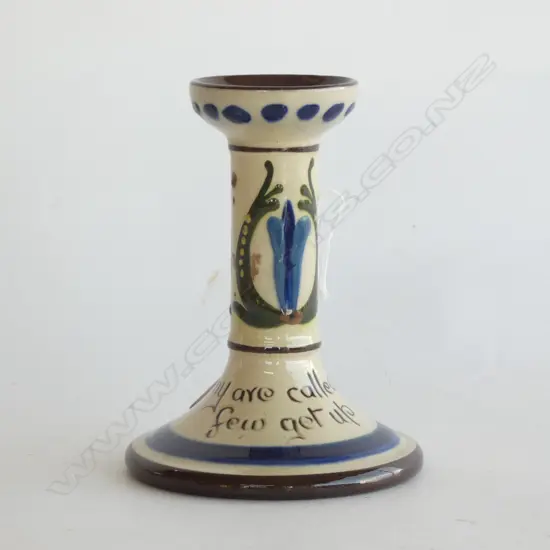 TORQUAY CANDLESTICK 'MANY ARE CALLED FEW GET UP' H.130mm