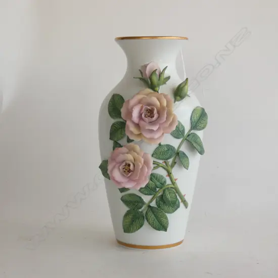 LTD ED VASE 'CELESTIAL ROSE' BY ROSANNE SANDERS - HAND PAINTED  - 1984 H. 235MM