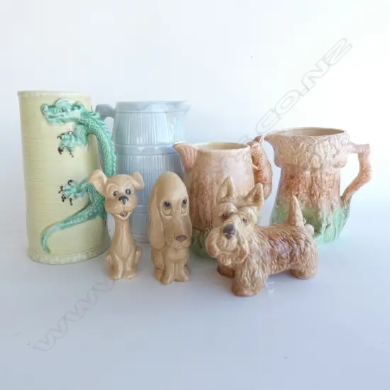 7 PCS SYLVAC INCL DRAGON & RABBIT JUGS & SYLVAC DOGS (SOME A/F)