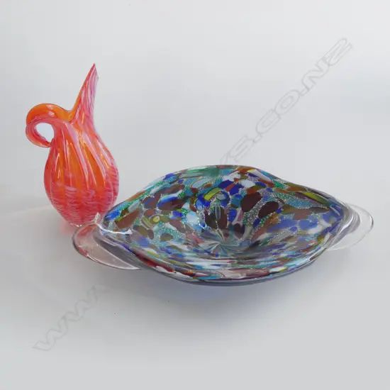 MURANO GLASS BOWL (L 300MM) & JUG (H 185MM)
