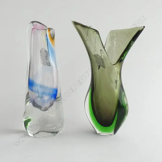 2 ART GLASS VASES H. 220MM