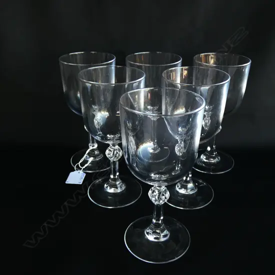 6 CRYSTAL STEMMED WINE GLASSES H 170MM