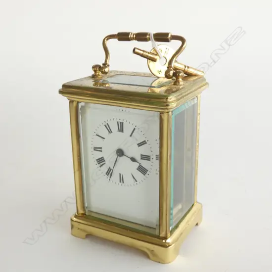 (17815) 19thC FRENCH BRASS CASED CARRIAGE CLOCK 