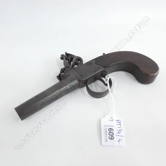 19thC MUZZLE LOADING FLINT LOCK PISTOL 'LONDON' MAKER