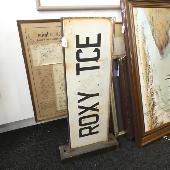 'ROXY TCE' VINTAGE ENAMEL STREET SIGN L.650mm