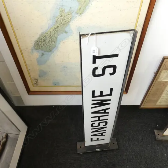 'FANSHAW ST' VINTAGE ENAMEL STREET SIGN L.920mm
