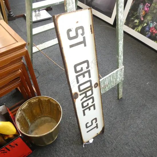 'ST GEORGE ST' VINTAGE ENAMEL STREET SIGN L.915mm