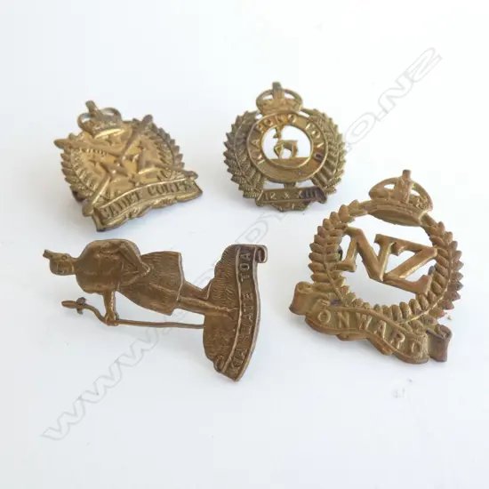 4 ASST. NZ WWI BADGES; MAORI CHIEF ETC