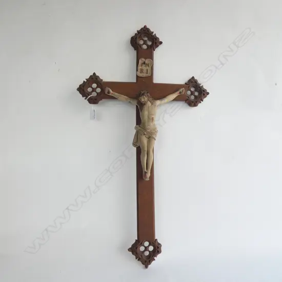 VINTAGE PAINTED METAL CRUCIFIX  H.690mm