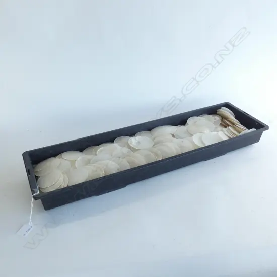 LG TRAY ASST SIZED ROUND CUT WHITE CAPIZ SHELLS