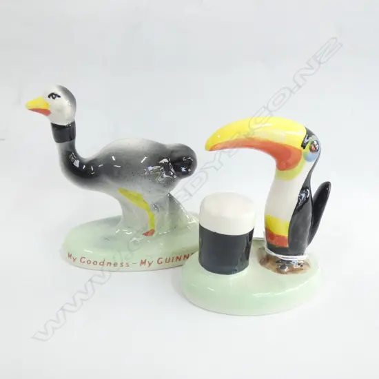 2 CARLTON WARE GUINESS FIGURINES - TOUCAN & OSTRICH H.110mm
