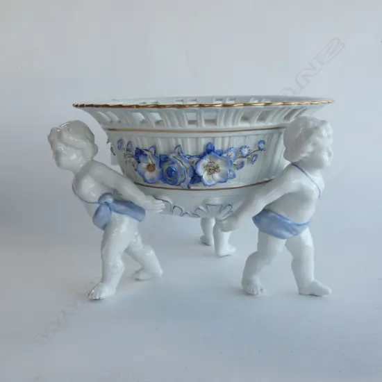 LARGE B/W PORCELAIN DRESDEN CENTREPIECES