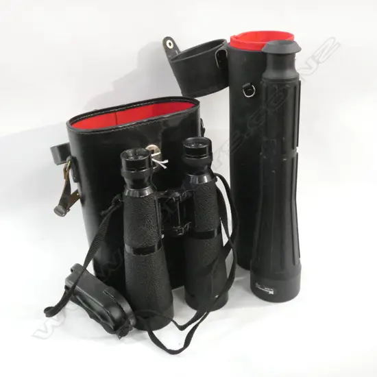 PR BINOCULARS + ESCHENBACH ZOOM LENS L.325mm, BOTH CASED