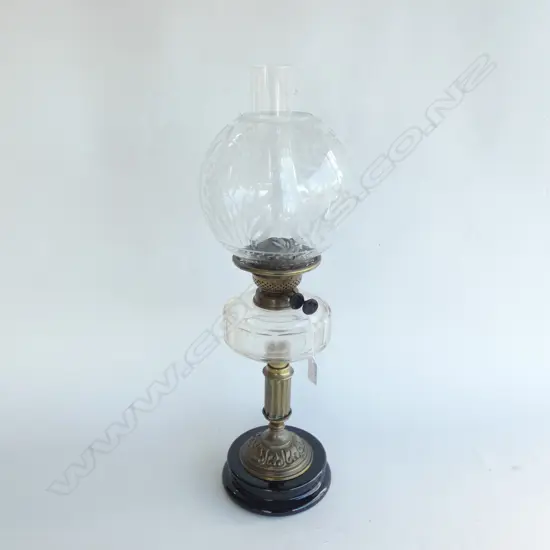 VICTORIAN STYLE DUPLEX GLASS & BRASS OIL LAMP H. 620MM
