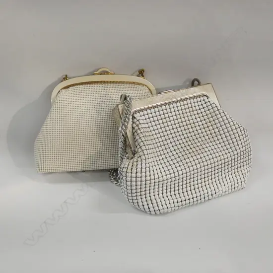 2 VINTAGE OROTON WHITE MESH HAND BAGS