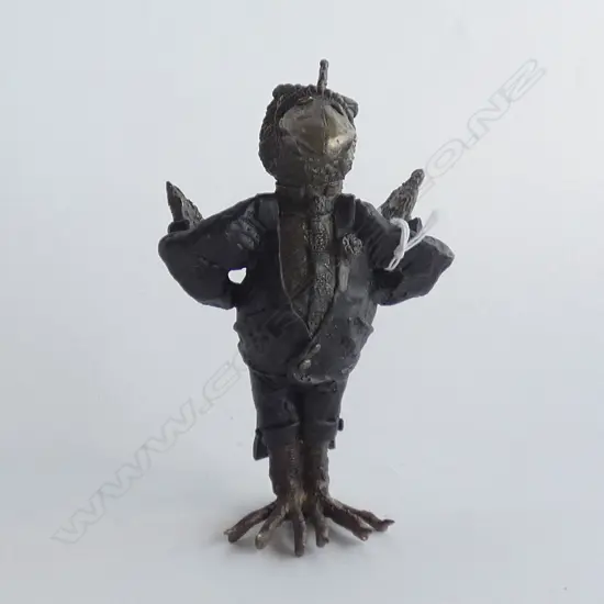 HEAVY METAL SCULPTED BIRD FIGURE IN SUIT H.185mm