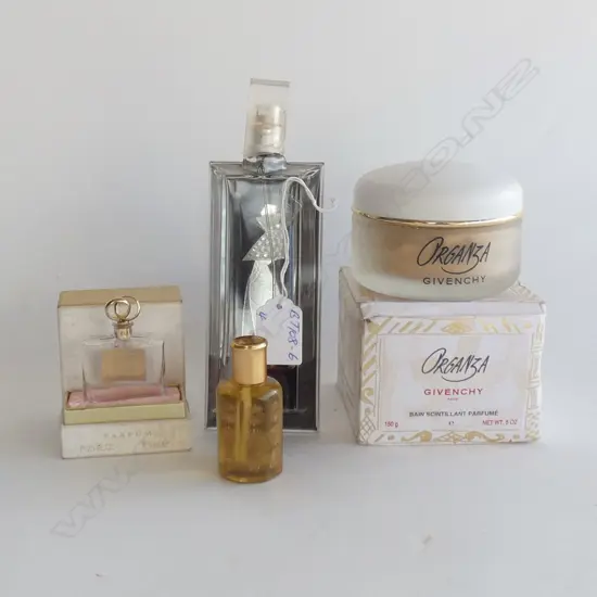 4 VINTAGE WOMEN'S COSMETICS. 3X PERFUMES + GIVENCHY ORGANZA